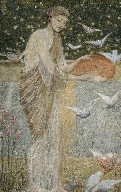 Girl Feeding Pigeons by Thomas Armstrong
